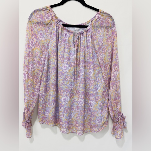 Ecru Theron Optional Off The Shoulder  Lilac Henna Floral Long Sleeve Bl… - Picture 2 of 8